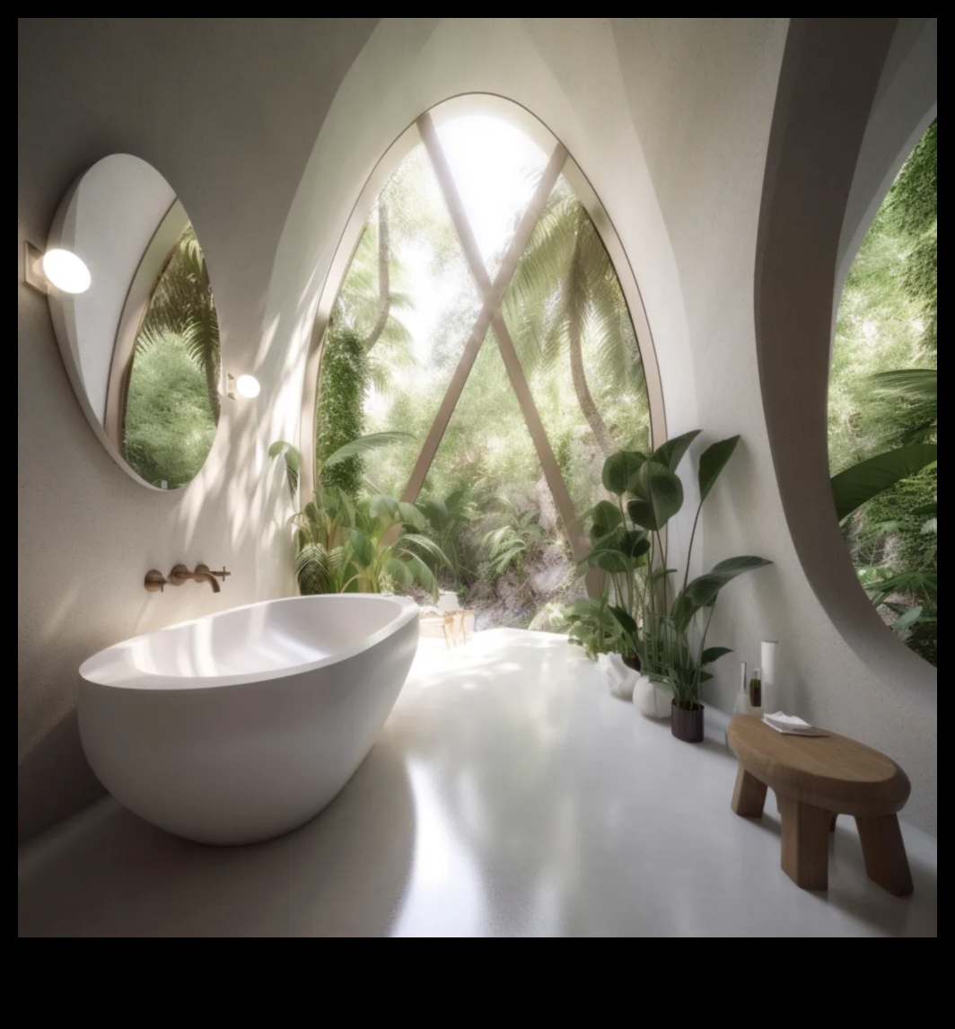 Boho vannas istabas dekors ar košiem rakstiem